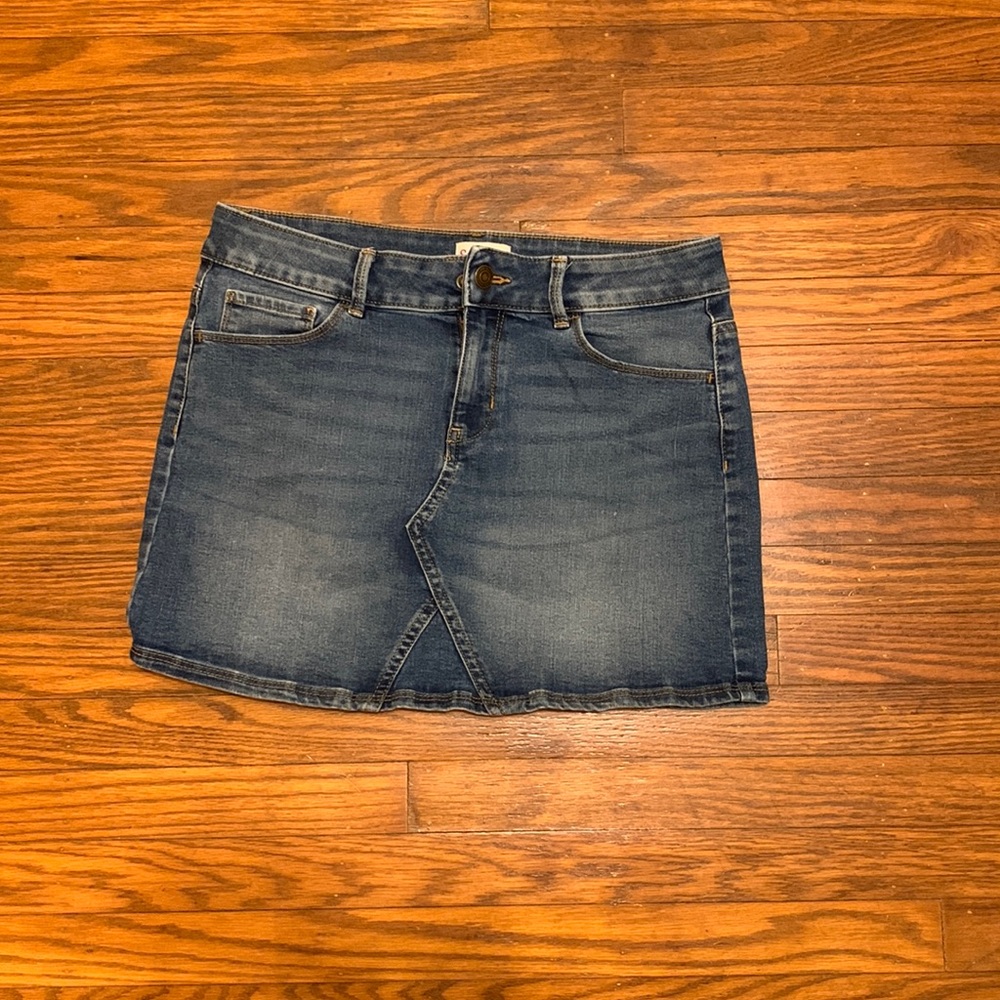 This is a denim skirt and is great quality it is a size 16.